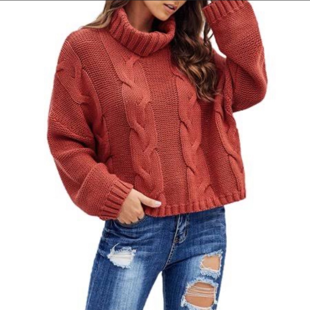 Moon & Madison | Chunky Cable Knit Turtleneck Sweater | Large